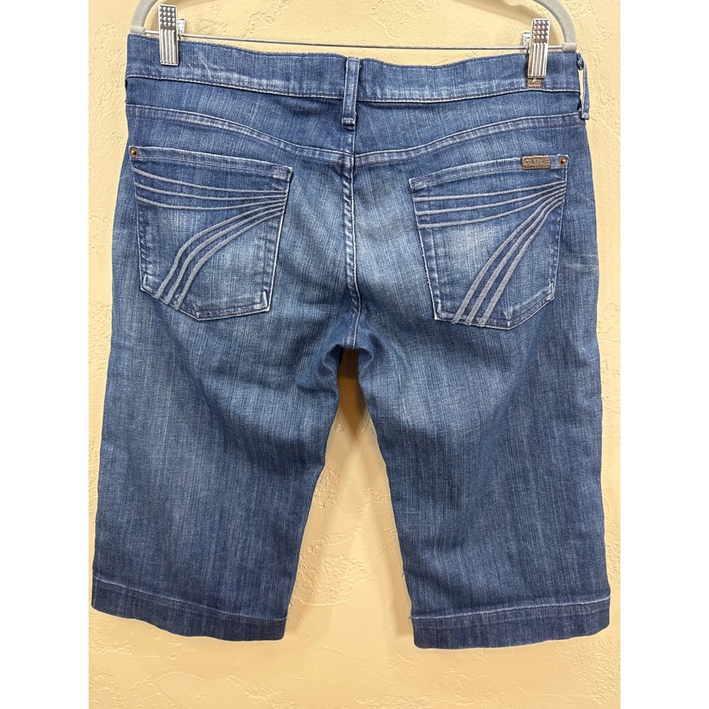 7 For All Mankind Dojo Blue Denim Bermuda Shorts Women Size 32
